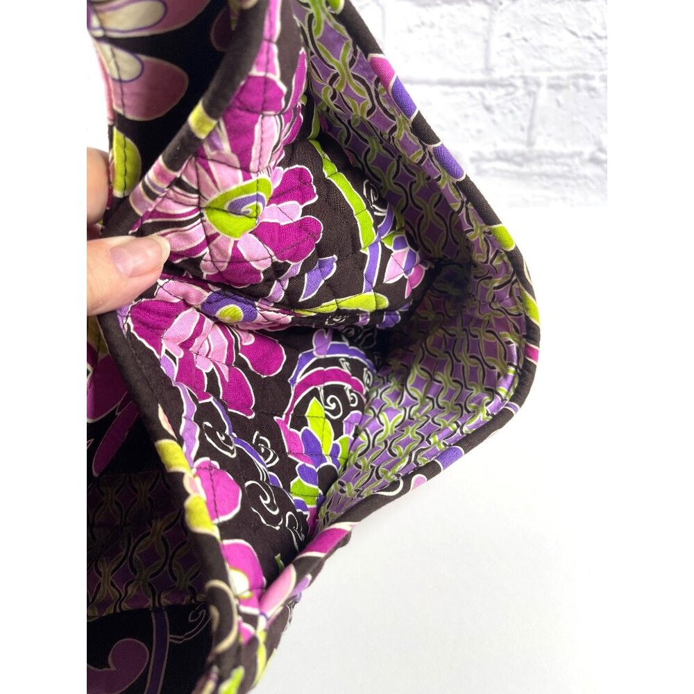 Vera Bradley Shoulder Tote Bag Purple Punch Floral Quilted Purse Pockets Retired - Picture 7 of 16
